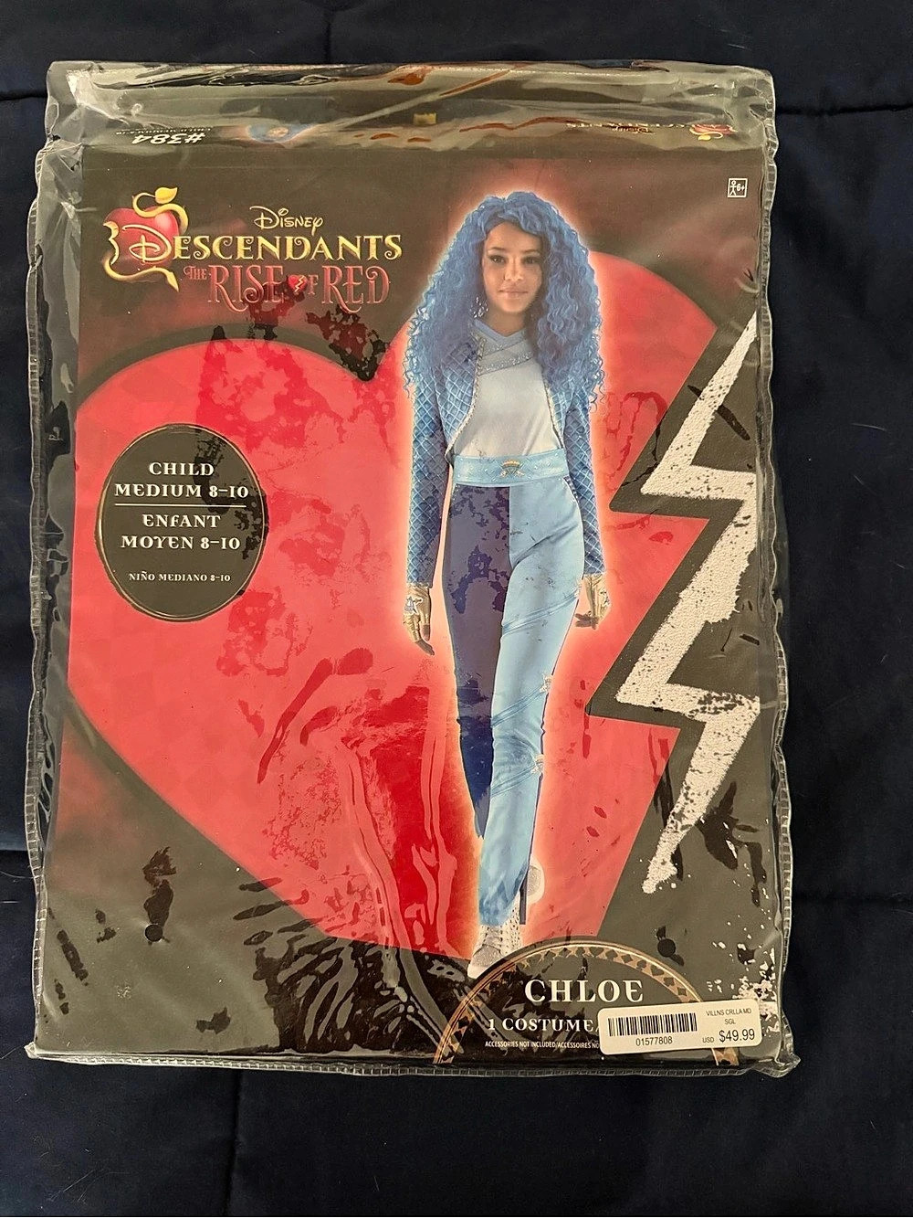 Disney Descendants: The Rise of Red Chloe Costume Blue & Gold Girls Medium